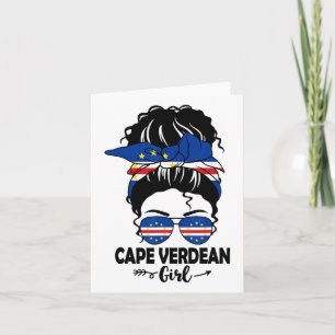 Messy Bun Cape Verdean Girl and Cape Verde Flag GL Karte