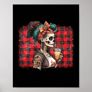 Messy Bun Coffee Funny Costume Mama Women Hallowee Poster