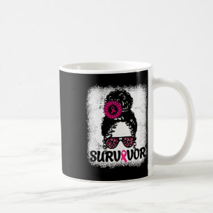 Messy Bun Distressed Pink Ribbon Brustkrebs Sur Kaffeetasse