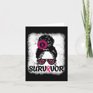 Messy Bun Distressed Pink Ribbon Brustkrebs Sur Karte