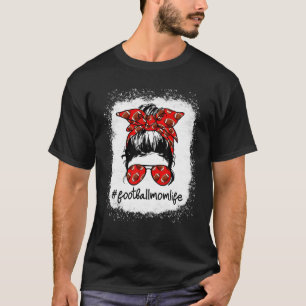 Messy Bun Football Mama geblasene Football Mo T-Shirt