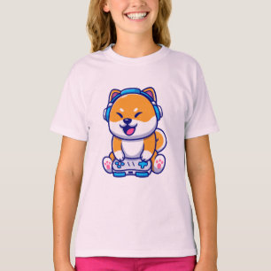 Messy Bun Gamer Dog - mignon T-shirt Cartoon