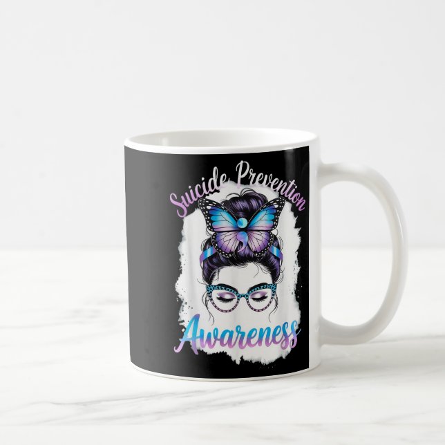 Messy Bun Girl Suicide Prevention Mental Health Gr Kaffeetasse (Rechts)