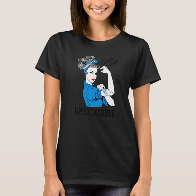 Messy Bun Greece Girls Unbrechlicher griechischer  T-Shirt (Vorderseite)