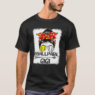 Messy Bun Hair Ballpark Gigi Softball Baseball Mot T-Shirt