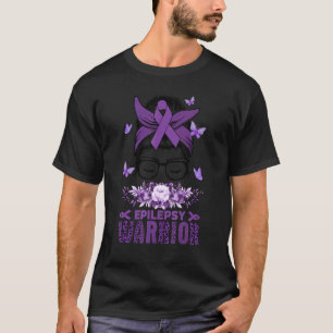 Messy Bun Hair Epilepsy Awareness Day Warrior Wome T-Shirt