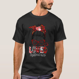 Messy Bun Hair One Loved Registered Nurse Valentin T-Shirt