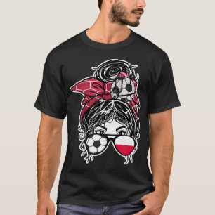 Messy Bun Hair Polnisches FußballGirl Polen Jersey T-Shirt