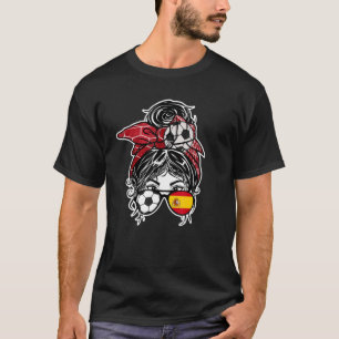 Messy Bun Hair Spanish Soccer Girl Spain Jersey Sp T-Shirt