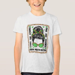 Messy Bun Hair Women Mental Health Sensibilisierun Tri-Blend Shirt