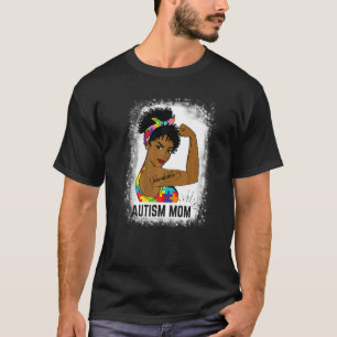 Messy Bun Hair Women Unzerbrechliche Autismus Mama T-Shirt