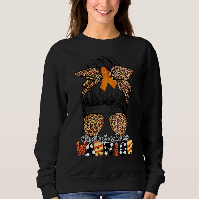 Messy Bun Leopard Multiple Sklerose Mama Sweatshirt (Vorderseite)
