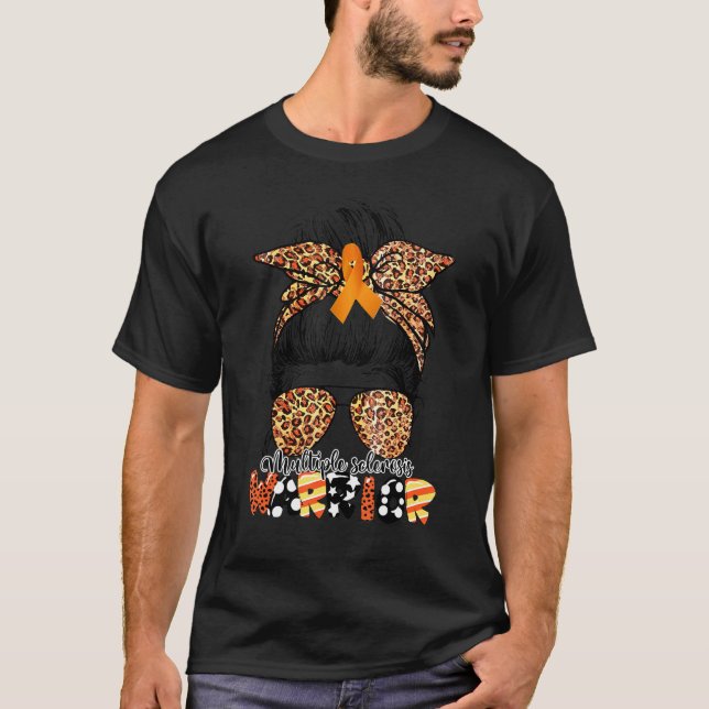 Messy Bun Leopard Multiple Sklerose Mama T-Shirt (Vorderseite)