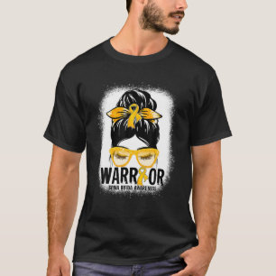 Messy Bun Leopard Yellow Ribbon Spina Bifida Warri T-Shirt