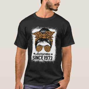 Messy Bun Leoprad Phantastisch seit 1973 49 Jahre T-Shirt