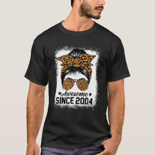 Messy Bun Leoprad Phantastisch seit 2004 18 Jahre T-Shirt