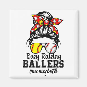 Messy Bun Mama beider Baseball Softball beschäftig Magnet
