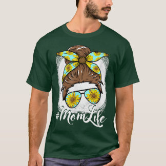 Messy Bun Mama Leben Sonnenblumen Hippie MuttiLife T-Shirt