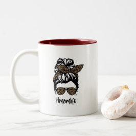 Messy Bun #momlife Leopard Zweifarbige Tasse