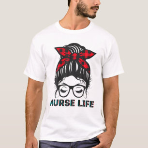 Messy Bun Nurse Life Facemask Erledigung T-Shirt