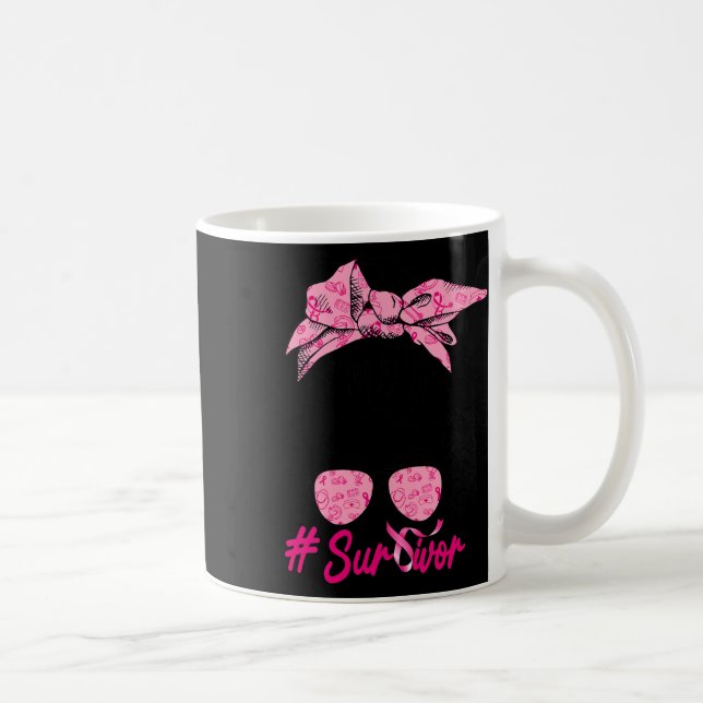 Messy Bun Pink Brustkrebs Bewusstsein Kaffeetasse (Rechts)