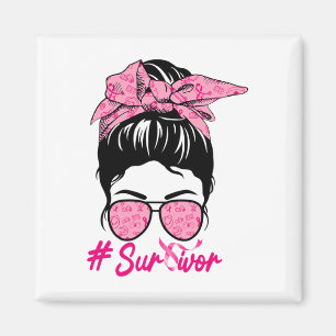 Messy Bun Pink Brustkrebs Bewusstsein Magnet