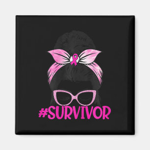 Messy Bun Pink Ribbon Brustkrebs Bewusstsein Magnet