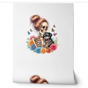 Messy Bun Skeleton Niedlich Puppy Dog liebt Hallow Tapete