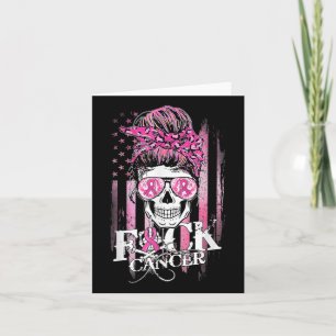 Messy Bun Skull Brustkrebs Bewusstsein Krebs Karte