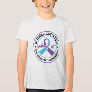 Messy Bun Suicide Prevention Awareness Suicide Rib Tri-Blend Shirt
