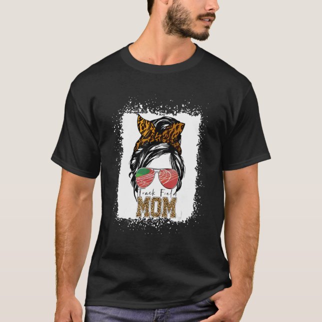 Messy Bun Track Field Mama Runner Mthers T-Shirt (Vorderseite)