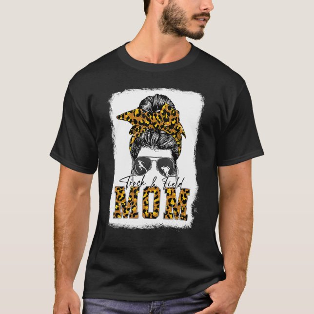 Messy Bun Track Field Mama Runner Mthers T-Shirt (Vorderseite)
