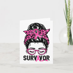 Messy Bun Wear Pink Survivor Breast Cancer Awarene Karte