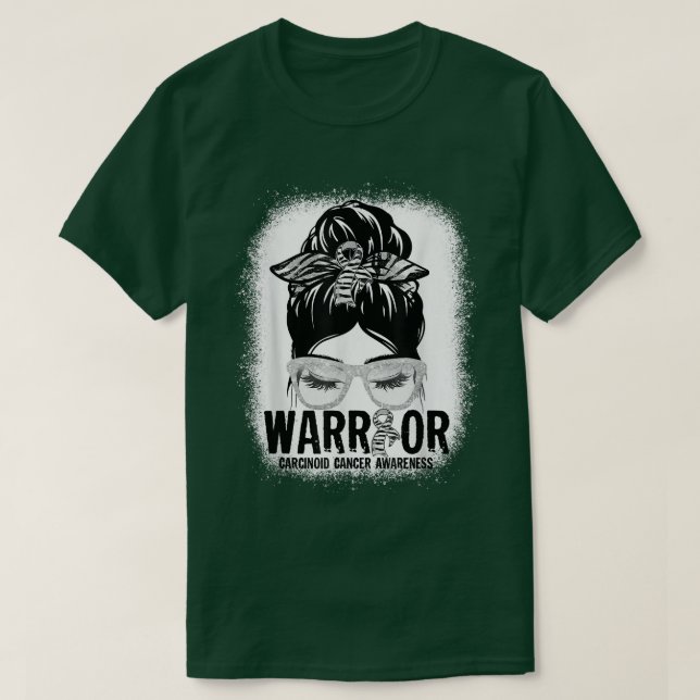 Messy Bun Zebra Ribbon Karzinoid Krebs Krieger Gi T-Shirt (Design vorne)