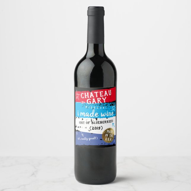 Messy Farbe patriotische hausgemachte Wein persona Weinetikett (Vorderseite)