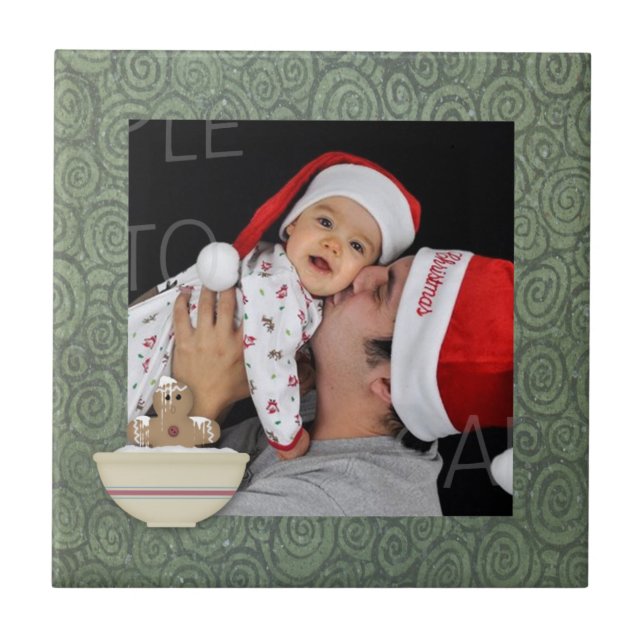 Messy Gingerbread Man Custom Holiday Foto Tile Fliese (Vorderseite)
