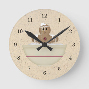 Messy Gingerbread Man Wall Clock Runde Wanduhr