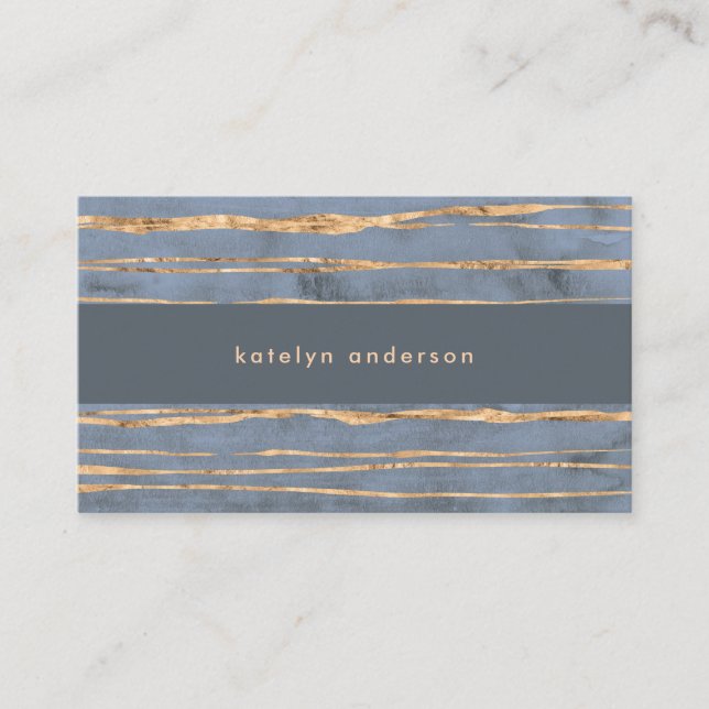 Messy Gold Line | Blue Periwinkle | BERUFLICH Visitenkarte (Vorderseite)