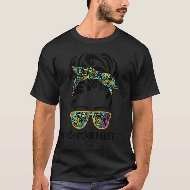 Messy Hair Bandana Sonnenbrille Bmx Mama Life Moth T-Shirt (Vorderseite)