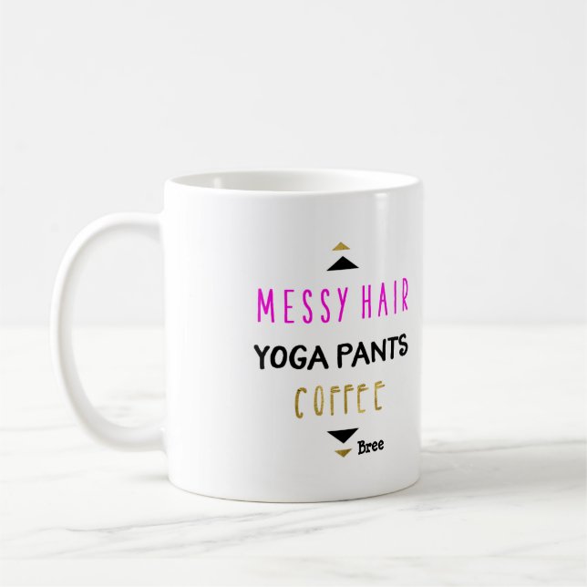 Messy Hair Yoga Pants Kaffee Personalisiert Chic Kaffeetasse (Links)