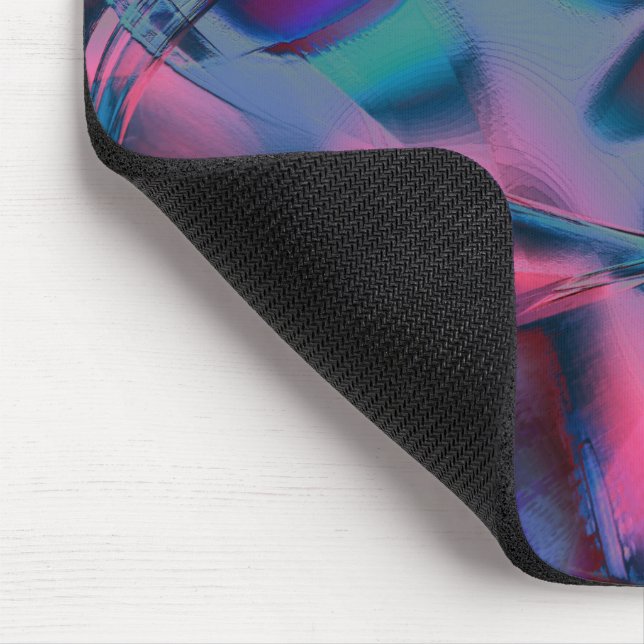 Messy Kurven poliert von leuchtendem Cyan bis rosa Mousepad (Ecke)