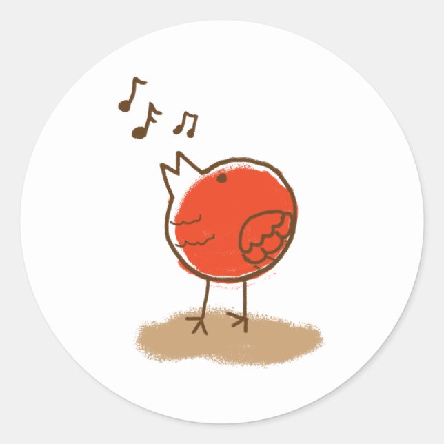 Messy Little Red Bird Singmusik Runder Aufkleber (Vorderseite)