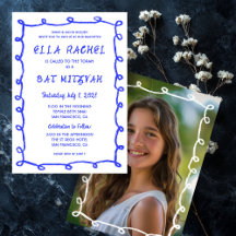 Messy Loops HandDrawn Custom Foto Bar Bat Mitzvah