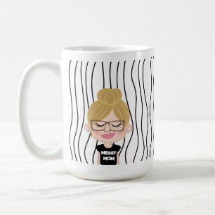 MESSY MAMA   Sonnengesicht(en) Stripte Mutter-Tag- Kaffeetasse