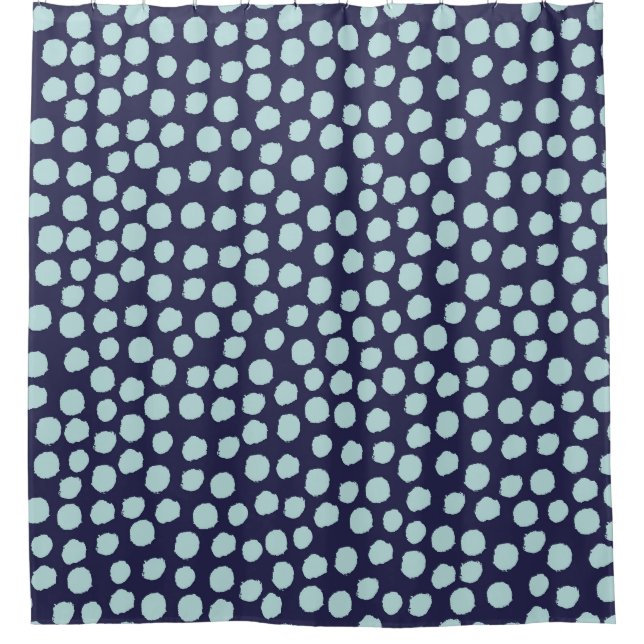 Messy Polka Punkte, trendige Farbmuster. Duschvorhang (Vorderseite)
