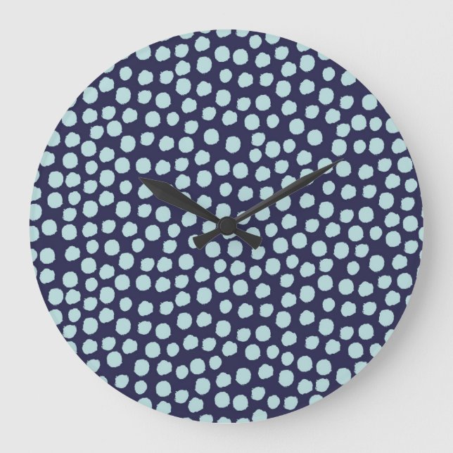 Messy Polka Punkte, trendige Farbmuster. Große Wanduhr (Vorderseite)