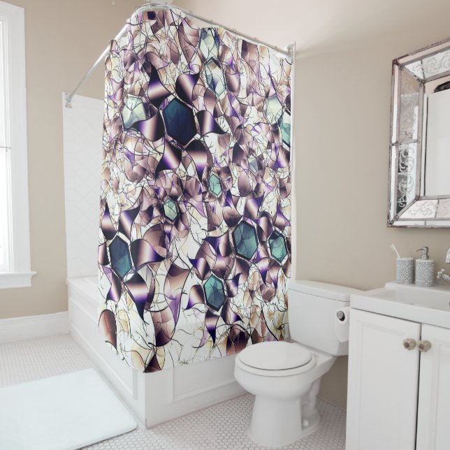 Messy virtuelle Blume in Gradiententönen Duschvorhang (Beispiel)