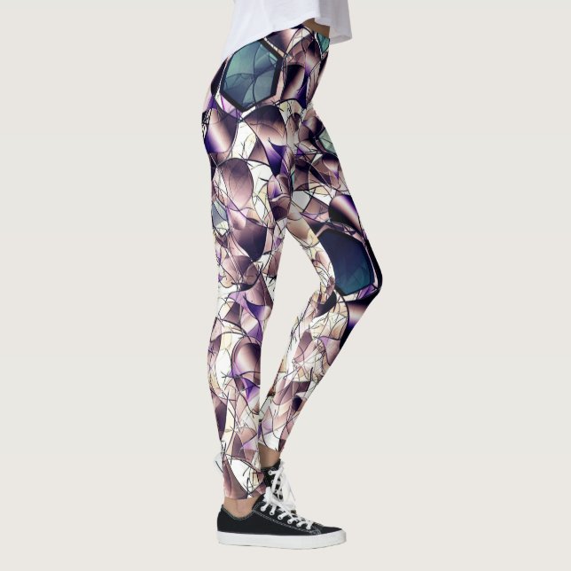 Messy virtuelle Blume in Gradiententönen Leggings (Rechts)