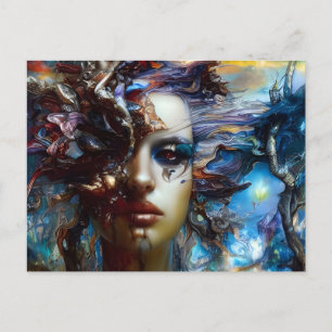 Messy Woman Postcard Postkarte