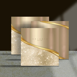 Metal and Glitter Wave Gold Sq ID807 Quadratische Visitenkarte